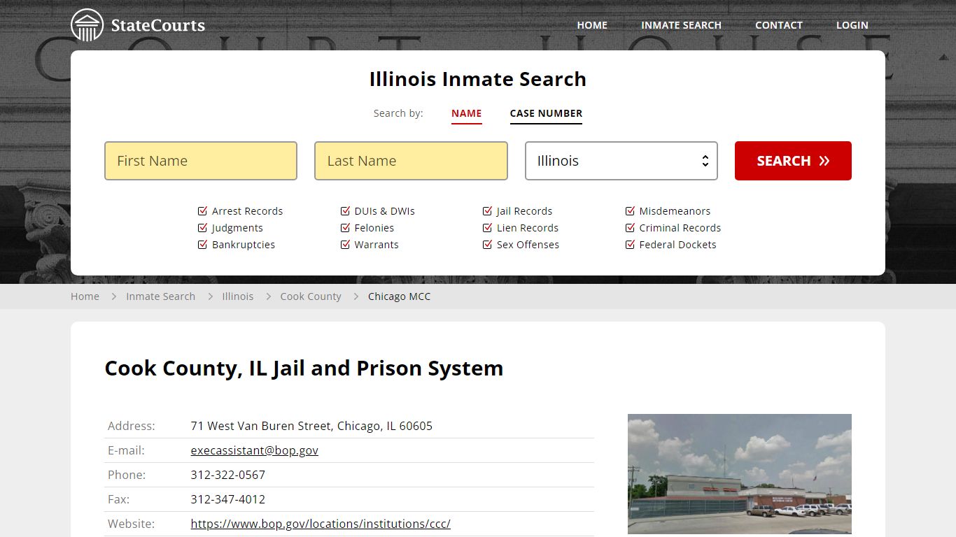Chicago MCC Inmate Records Search, Illinois - StateCourts