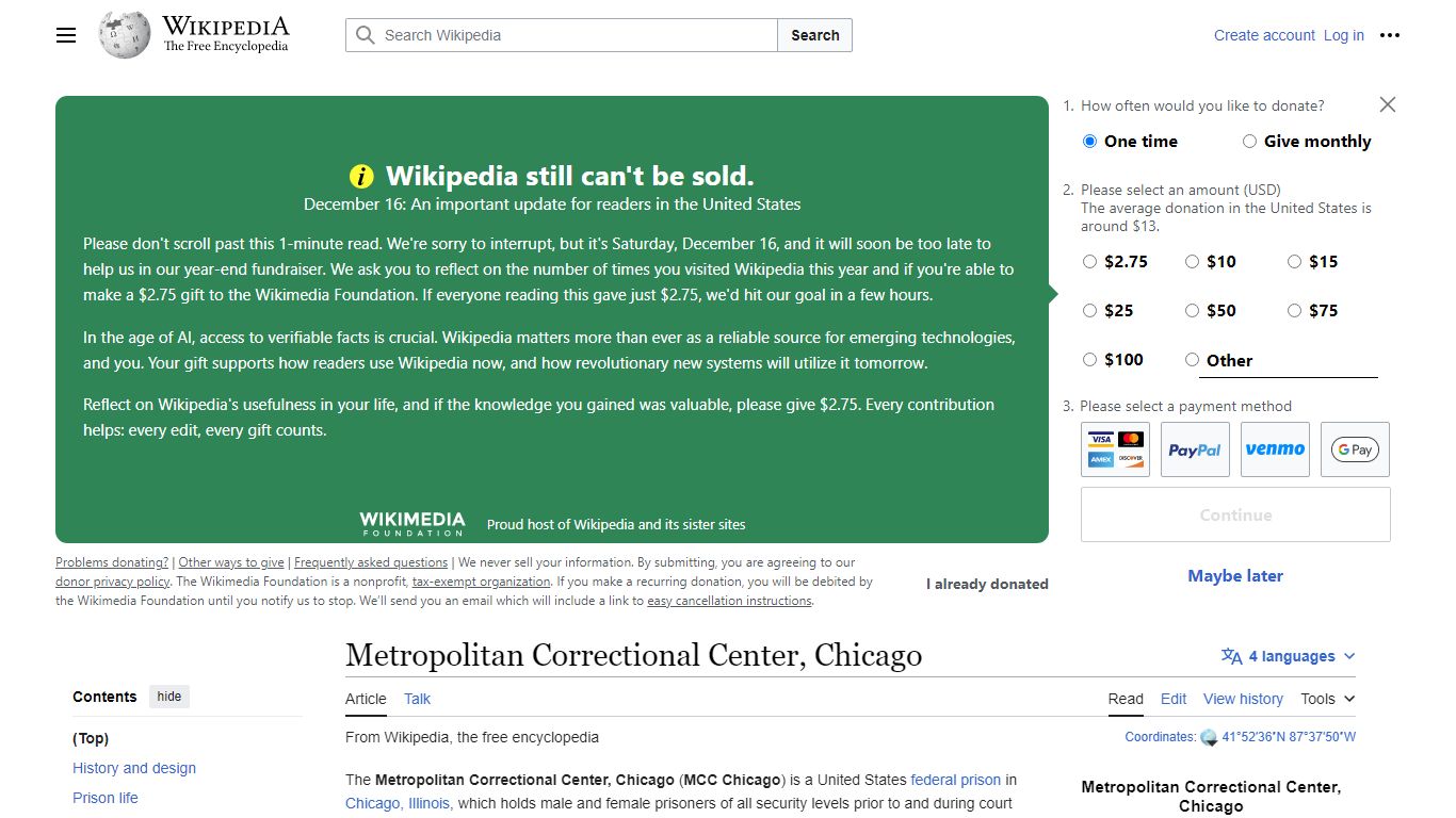 Metropolitan Correctional Center, Chicago - Wikipedia